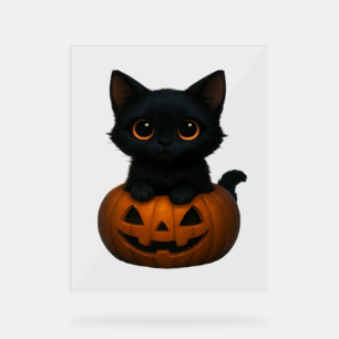 Retro Halloween Ghost and Cat Oversized T-Shirt Acrylic Sign