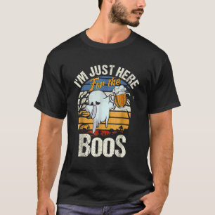 Retro Halloween Ghost Drinking Im Just Here For Th T-Shirt