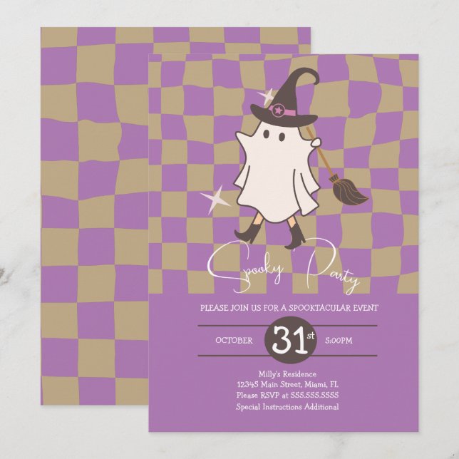 Retro Halloween Ghost Spooky Birthday Party  Invitation (Front/Back)
