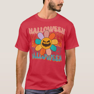 Retro Halloween Happy Face Groovy Spooky Ghost T-Shirt