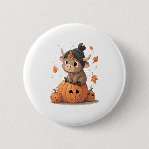 Retro Halloween Highland Cow 2 6 Cm Round Badge
