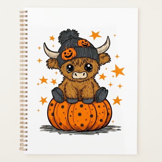 Retro Halloween Highland Cow Planner (Front)
