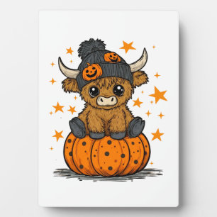 Retro Halloween Highland Cow Plaque