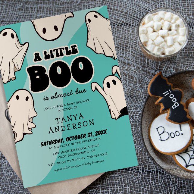 Retro Halloween Little Boo Baby Shower Invitation (Creator Uploaded)