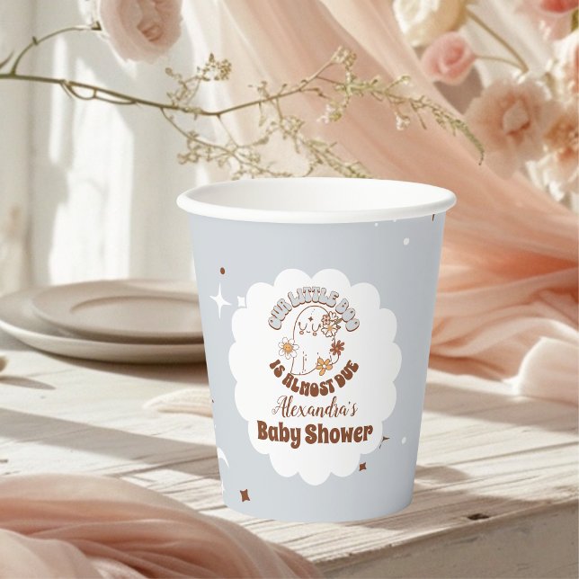Retro Halloween Little Boo Baby Shower Paper Cups (Creator Uploaded)