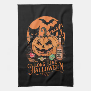 Retro Halloween Long Live Fall Spooky Season Tea Towel