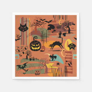 Retro Halloween O'Rama Paper Napkin