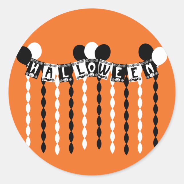 Retro Halloween Party Streamers Classic Round Sticker (Front)