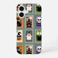 Retro Halloween Postage Stamp Pattern – Cute Ghost