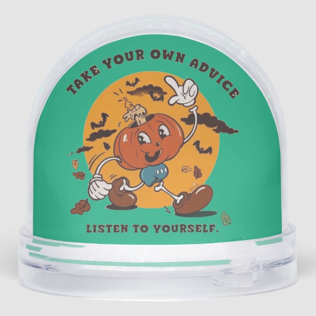 Retro Halloween Pumpkin Snow Globe – Funny Gift (Back)