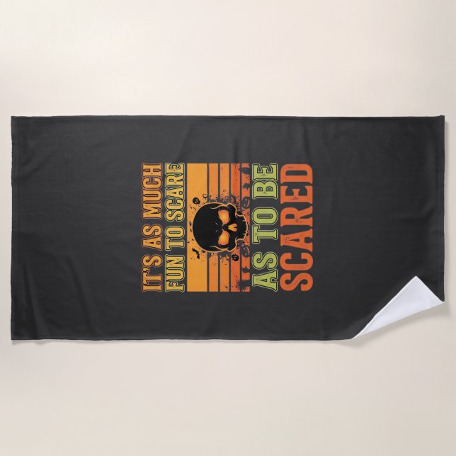 Retro Halloween Scare Skull Design_1 Beach Towel (Front)