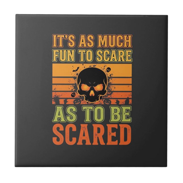 Retro Halloween Scare Skull Design_1 Tile (Front)