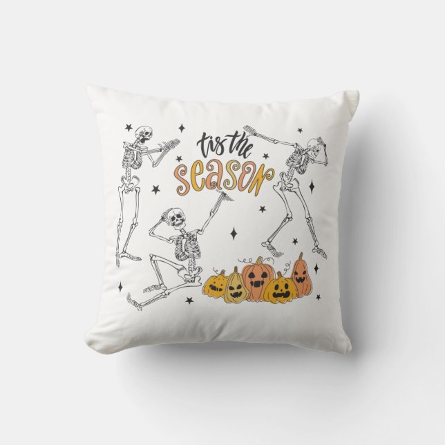 Retro Halloween Shirt, Funny Halloween Skull Cushion (Front)