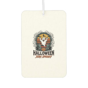 Retro Halloween Shirt with Engraved Ghost Moon Des Car Air Freshener