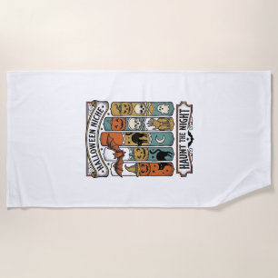 Retro Halloween Shirt with Vintage Spooky Stripe A Beach Towel