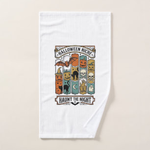 Retro Halloween Shirt with Vintage Spooky Stripe A Hand Towel