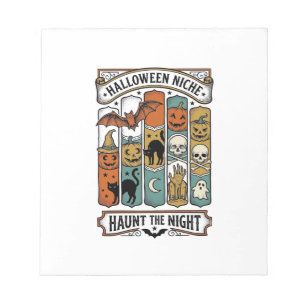 Retro Halloween Shirt with Vintage Spooky Stripe A Notepad