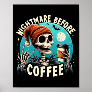 Retro Halloween Skeleton Coffee Mug Scary Night Be Poster