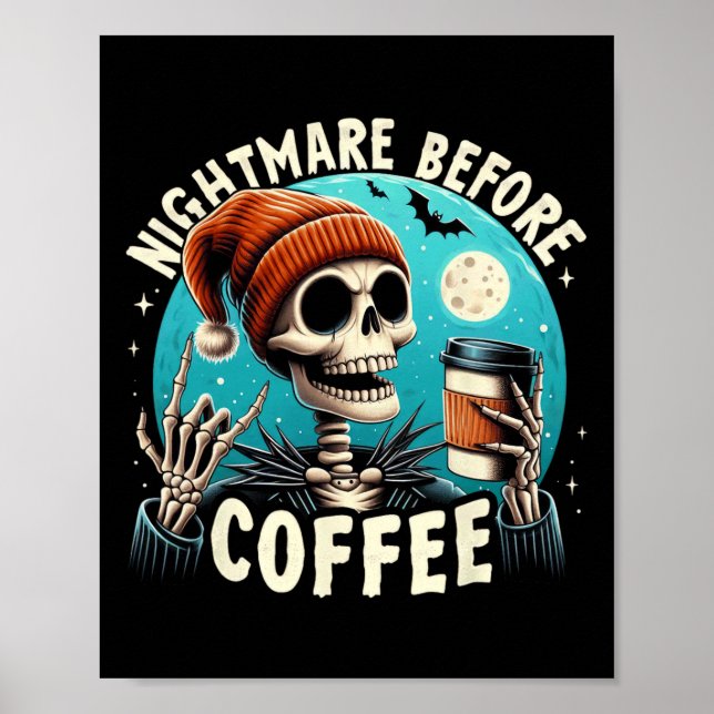 Retro Halloween Skeleton Coffee Mug Scary Night Be Poster (Front)