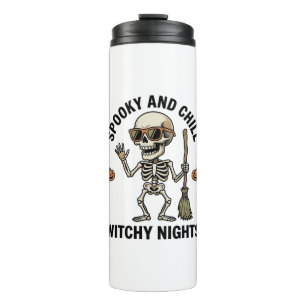 Retro Halloween Skeleton Engraving Witchy Broom Sh Thermal Tumbler