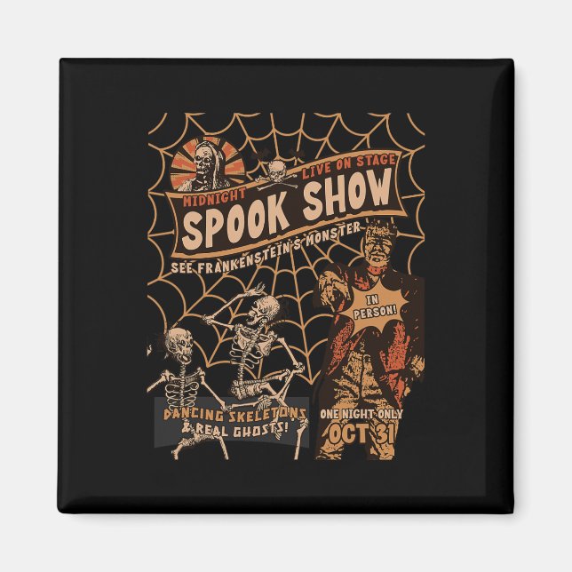 Retro Halloween Skeleton Horror Monster Midnight S Magnet (Front)