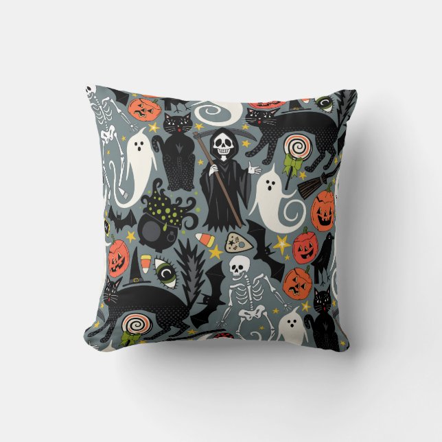 retro halloween slate cushion (Front)