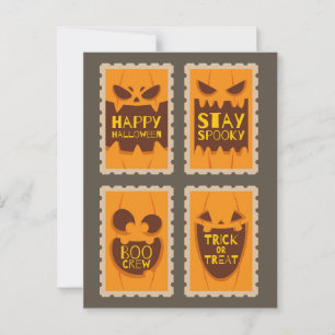 Retro Halloween Spooky Pumpkin Vintage Boo Crew Postcard