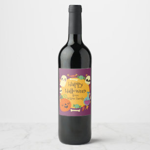 Retro Halloween Spooky  Wine Label