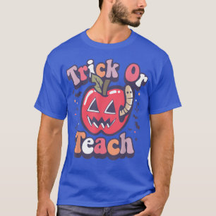 Retro Halloween Teacher Trick or Teach Apple Jack T-Shirt