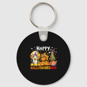 Retro Halloween Thanksgiving Christmas Happy Hallo Key Ring