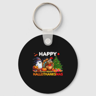 Retro Halloween Thanksgiving Christmas Happy Hallo Key Ring