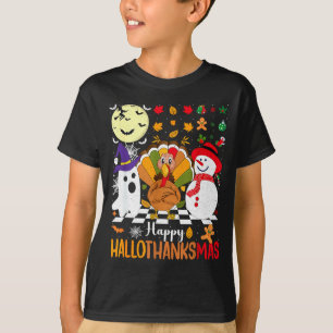 Retro Halloween Thanksgiving Christmas Happy Hallo T-Shirt