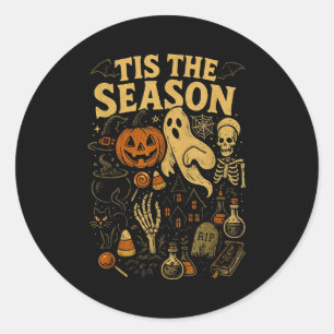 Retro Halloween Tis' The Season  Classic Round Sticker