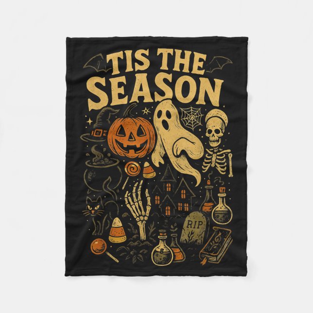 Retro Halloween Tis' The Season  Fleece Blanket (Front)
