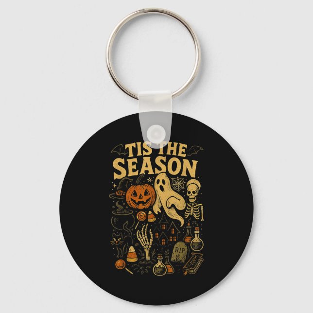 Retro Halloween Tis' The Season  Key Ring (Front)