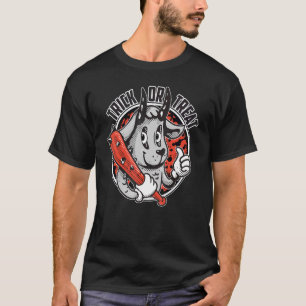 Retro Halloween Trick Or Treat Goat With A Basebal T-Shirt
