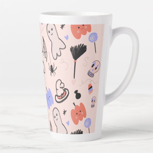 Retro Halloween Vintage Themed Doodles Coffee Mug (Right)