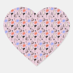 Retro Halloween Vintage Themed Doodles Heart Sticker