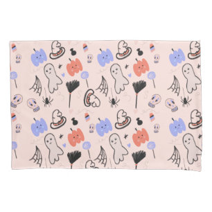 Retro Halloween Vintage Themed Doodles Pillowcase
