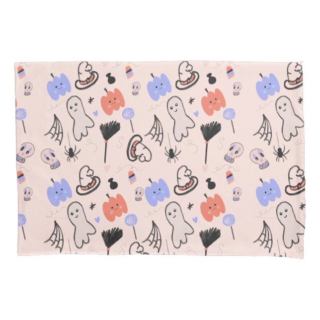 Retro Halloween Vintage Themed Doodles      Pillowcase (Front)