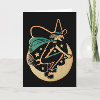 Retro Halloween Witch Card