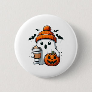 Retro Halloween Women Shirt Cute Ghost Drink Pumpk 6 Cm Round Badge
