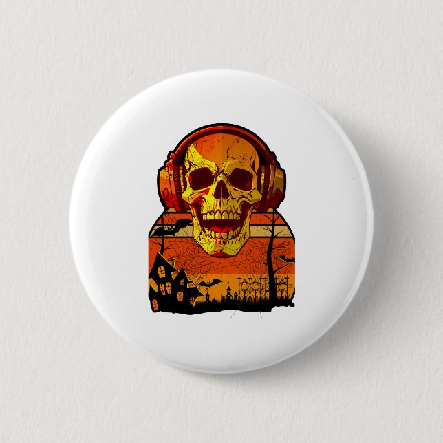 Retro Hallowen Skull Sticker 6 Cm Round Badge (Front)