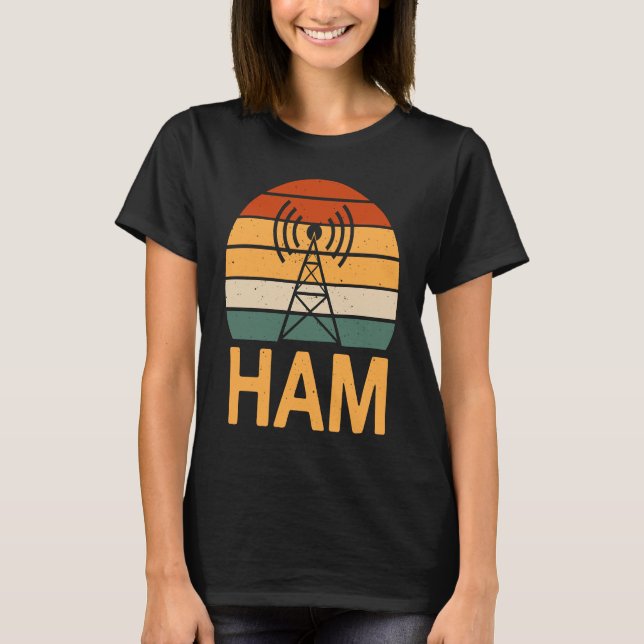 Retro Ham Radio Operator Costume Radio Tower T-Shirt (Front)