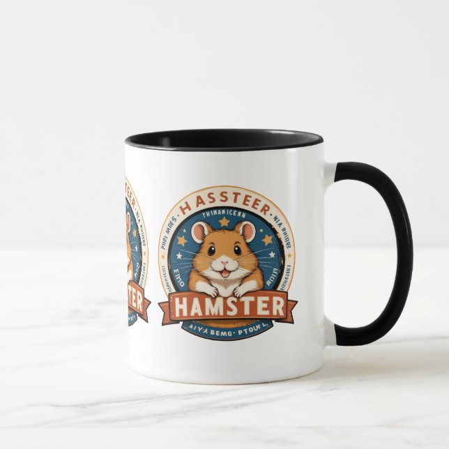 Retro Hamster Rings Emblem Art Mug (Right)