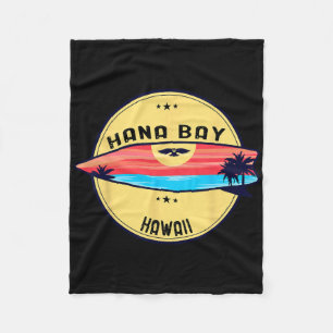 Retro Hana Y Hawaii Beach Surfing Fleece Blanket