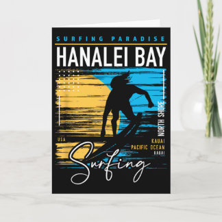 Retro Hanalei Y Kauai North Shore Surfing Surf Haw Card