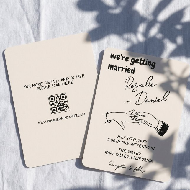 Retro Hand-Drawn Bold Quirky Boho Wedding Invitation (Creator Uploaded)