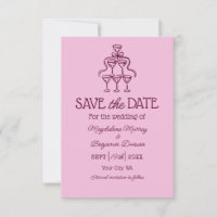 Retro Hand Drawn Champagne Tower Photo Wedding