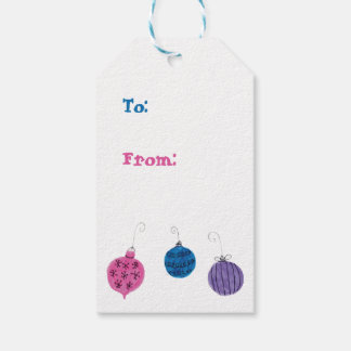 Retro Hand-Drawn Christmas Ornament Mid-Century Gift Tags